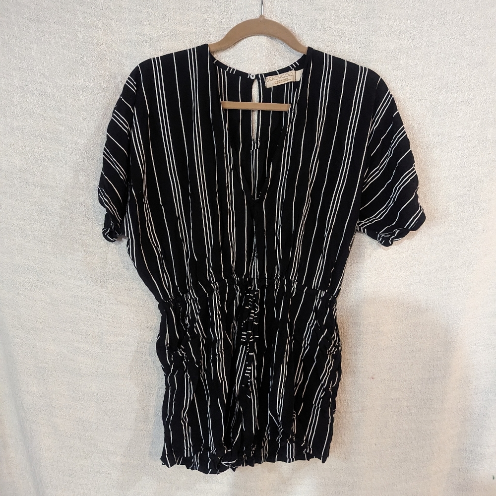 Beachgold romper, Black And White Striped,  size medium (I)